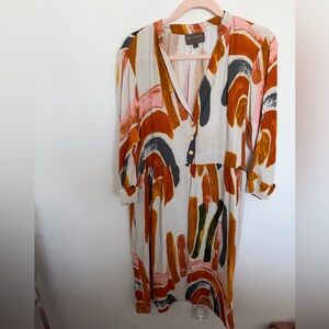 Bel Kazan MIDI Dress Colorful Arches Quiet Luxury Size Large